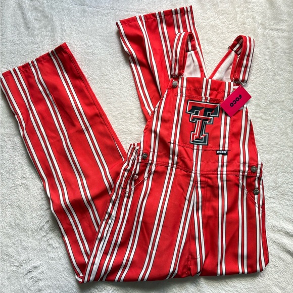 NCAA Texas Tech Red and White Striped Overalls - Picture 1 of 3